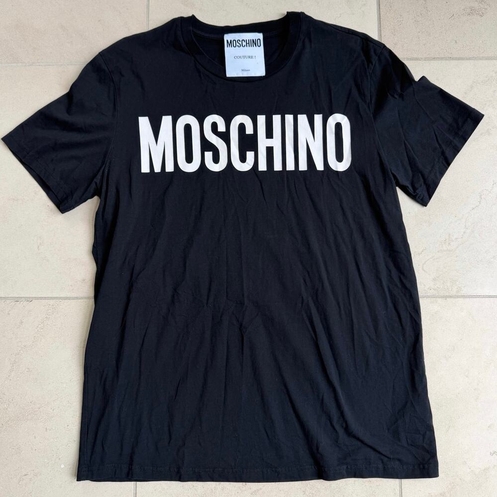 Moschino Couture Black Logo T-Shirt Large Graphic Tee Size L (EU 54)